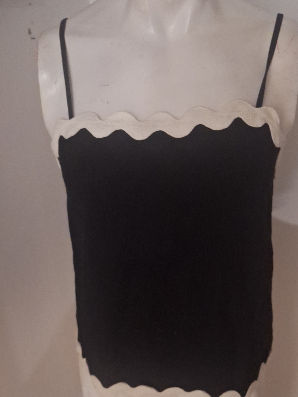 Vero Moda Black Tank with White Scallop Trim